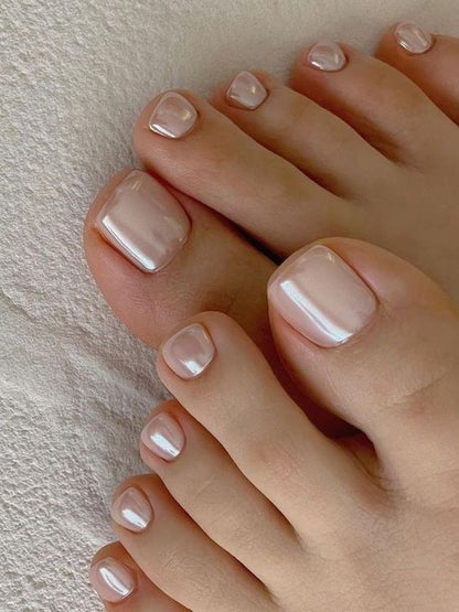 Nude Chrome Toe Tips
