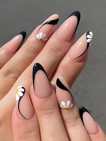 Black white flower