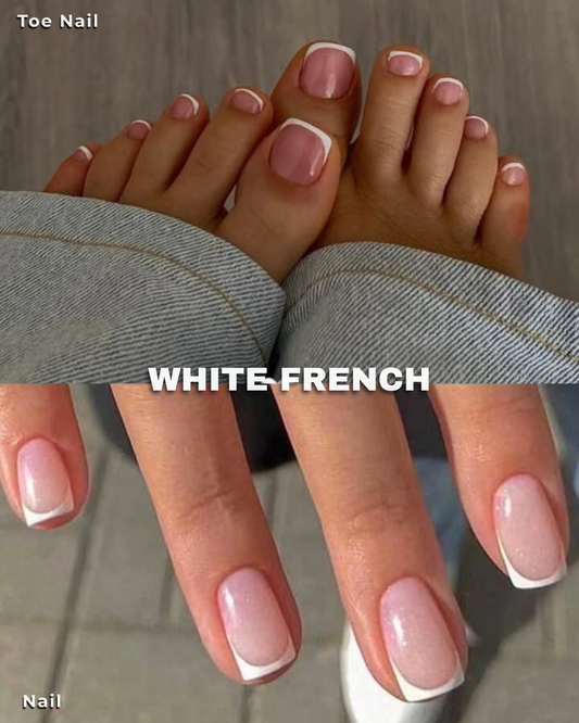 WHITE FRENCH MANI+PEDI