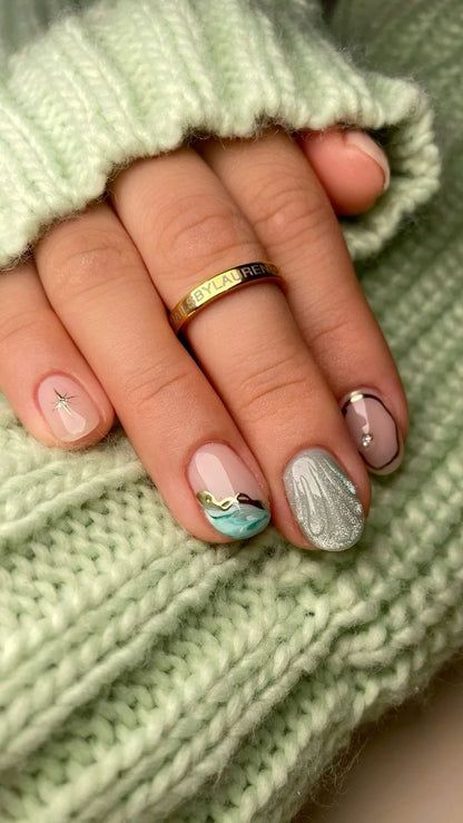 Mint Frost Ocean Nails